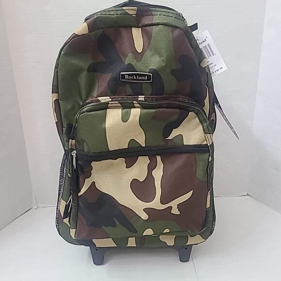 Rockland Double Handle Rolling Backpack, Camouflage, 17-Inch - Picture 1 of 8